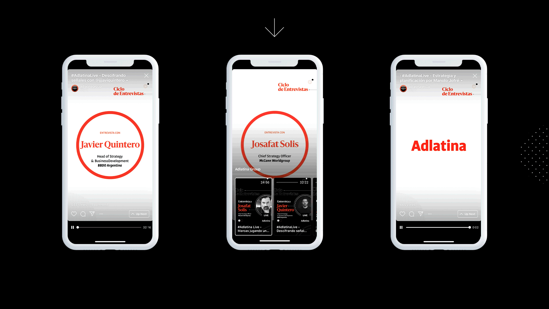 Instagram Live screens for the series, animated