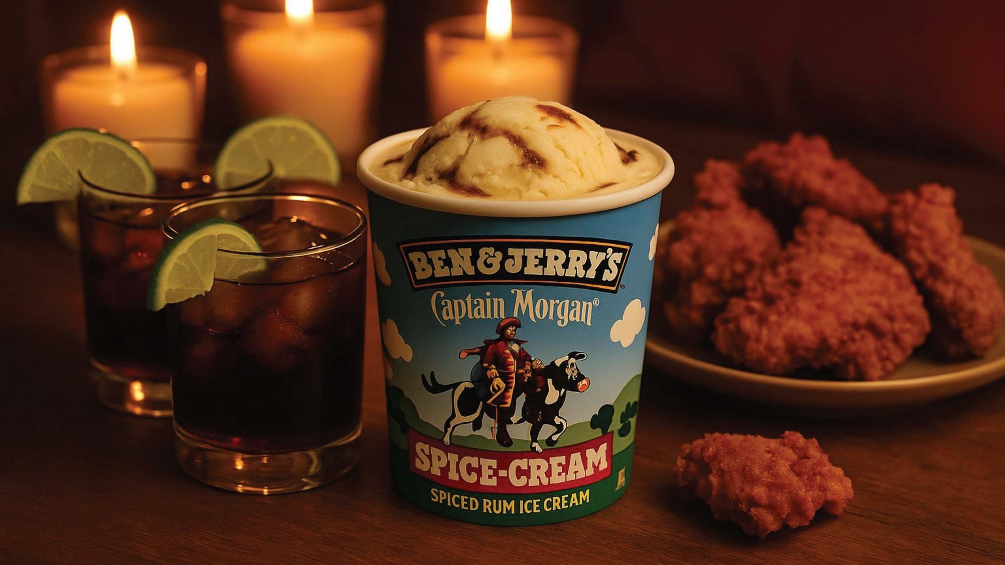 Spice Cream tub by candlelight