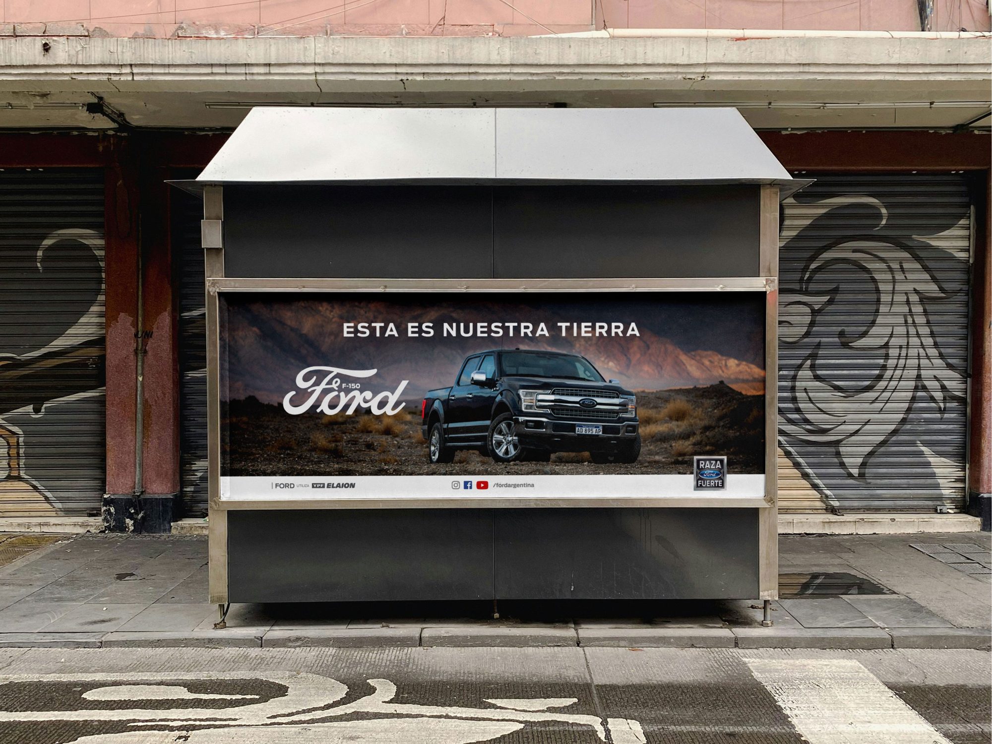 F-150 poster on a street kiosk