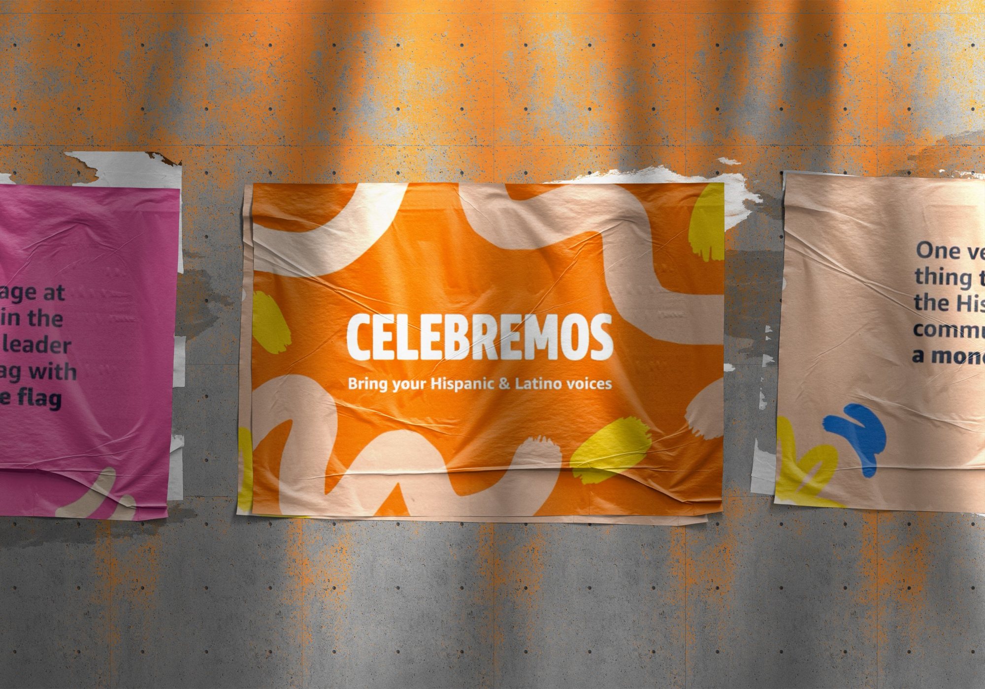 Celebremos posters on a wall