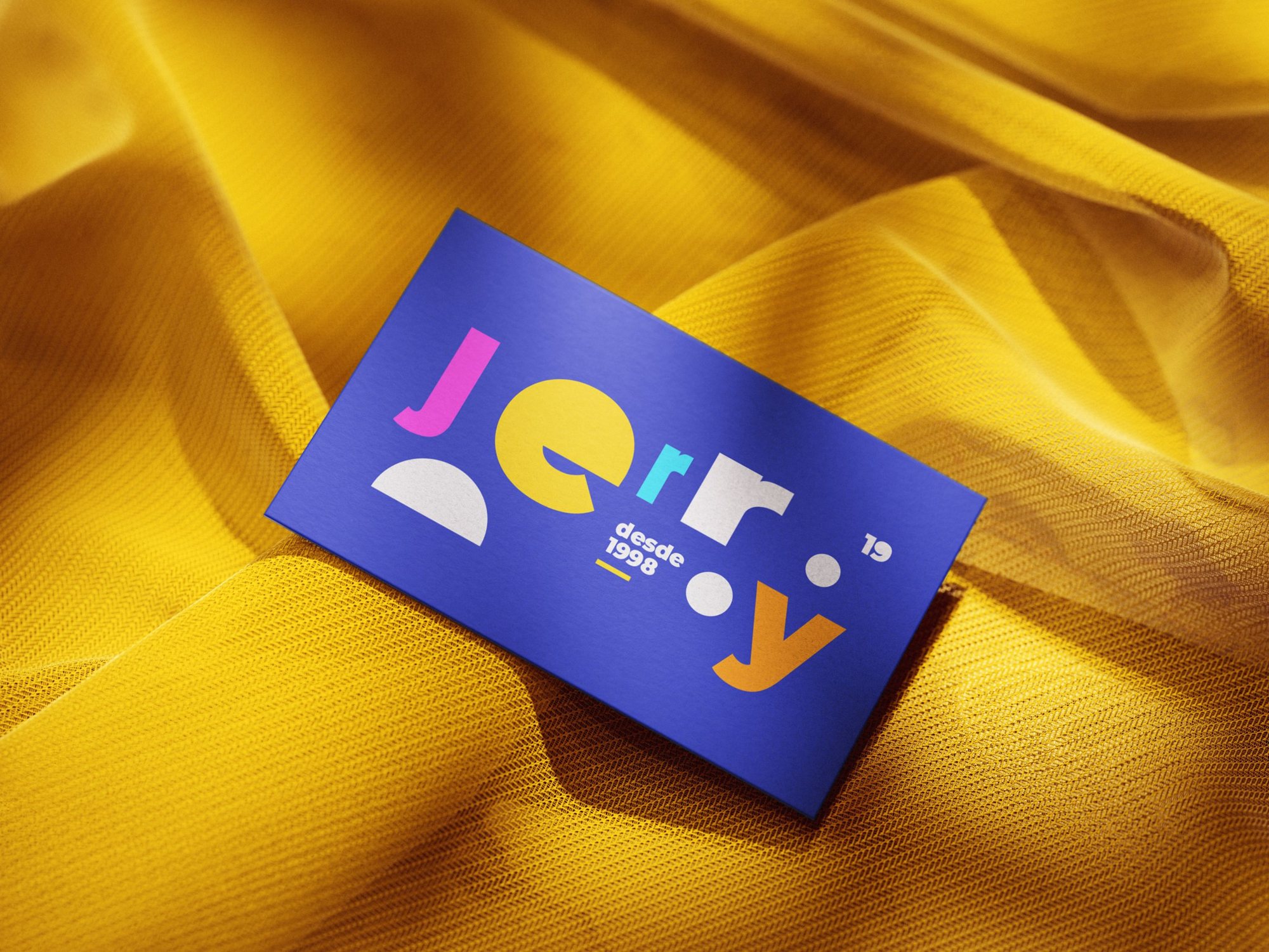 Jerry card on yellow fabric