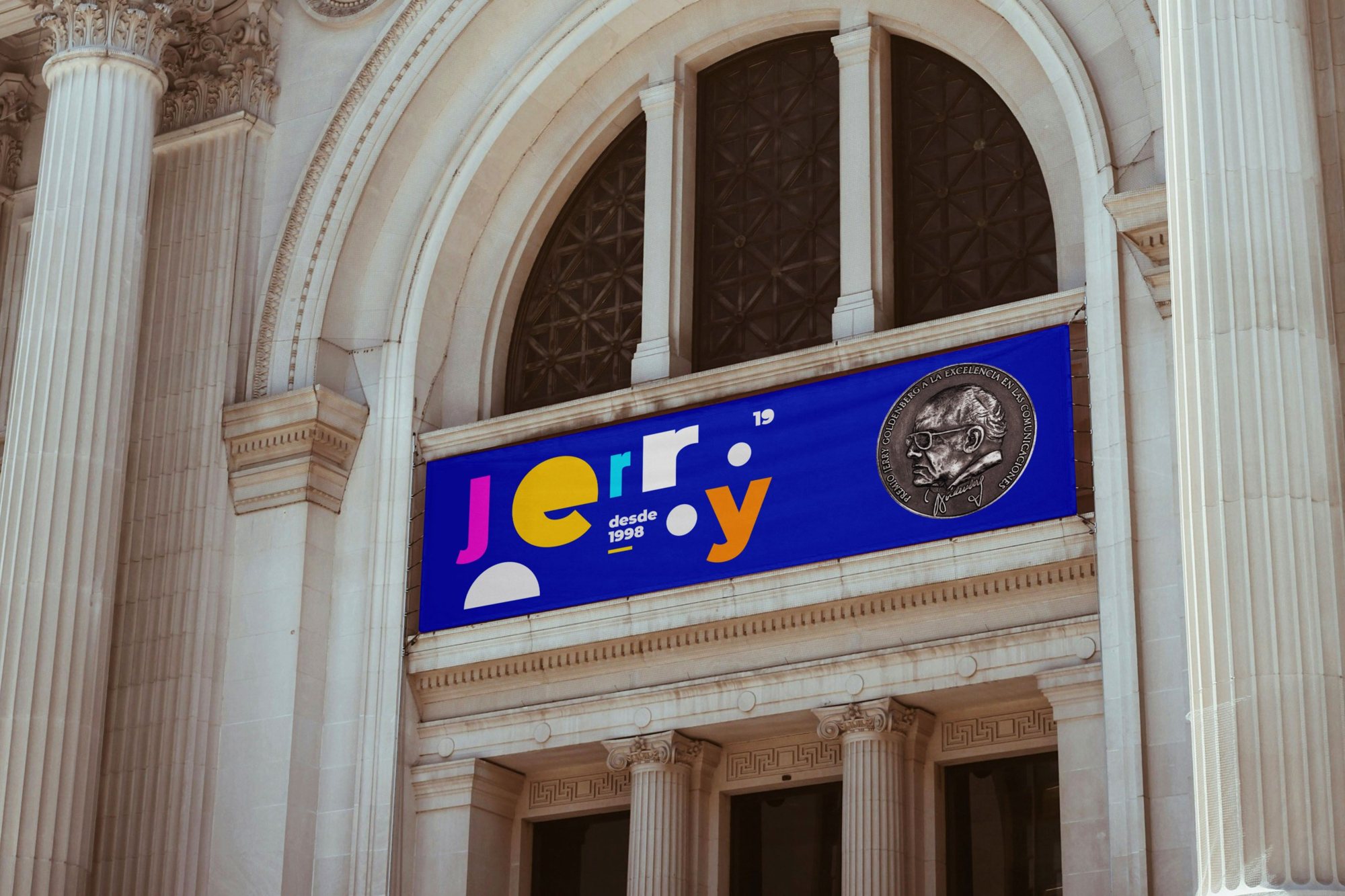 Jerry banner on a building facade